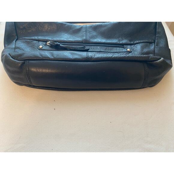 Great American Leather Works Purse Double Top Zip Black SHOULDER Silver Stud - Picture 10 of 10